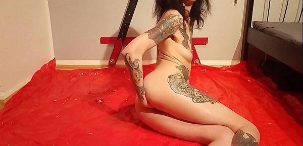  Pervert slut Lucy Ravenblood self fisting and piss games